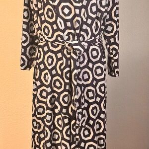 INC International Concepts Blue and White Geometric Wrap Dress